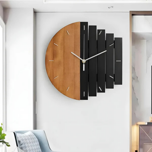 Horloge murale en bois Vesper Luxe grande pour un salon élégant