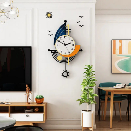 Clova - Grande horloge murale bateau à voile pour une touche nautique dans la maison