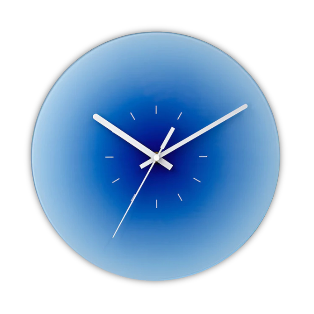 Élégant coucher de soleil - Horloge murale en verre pour une atmosphère chaleureuse