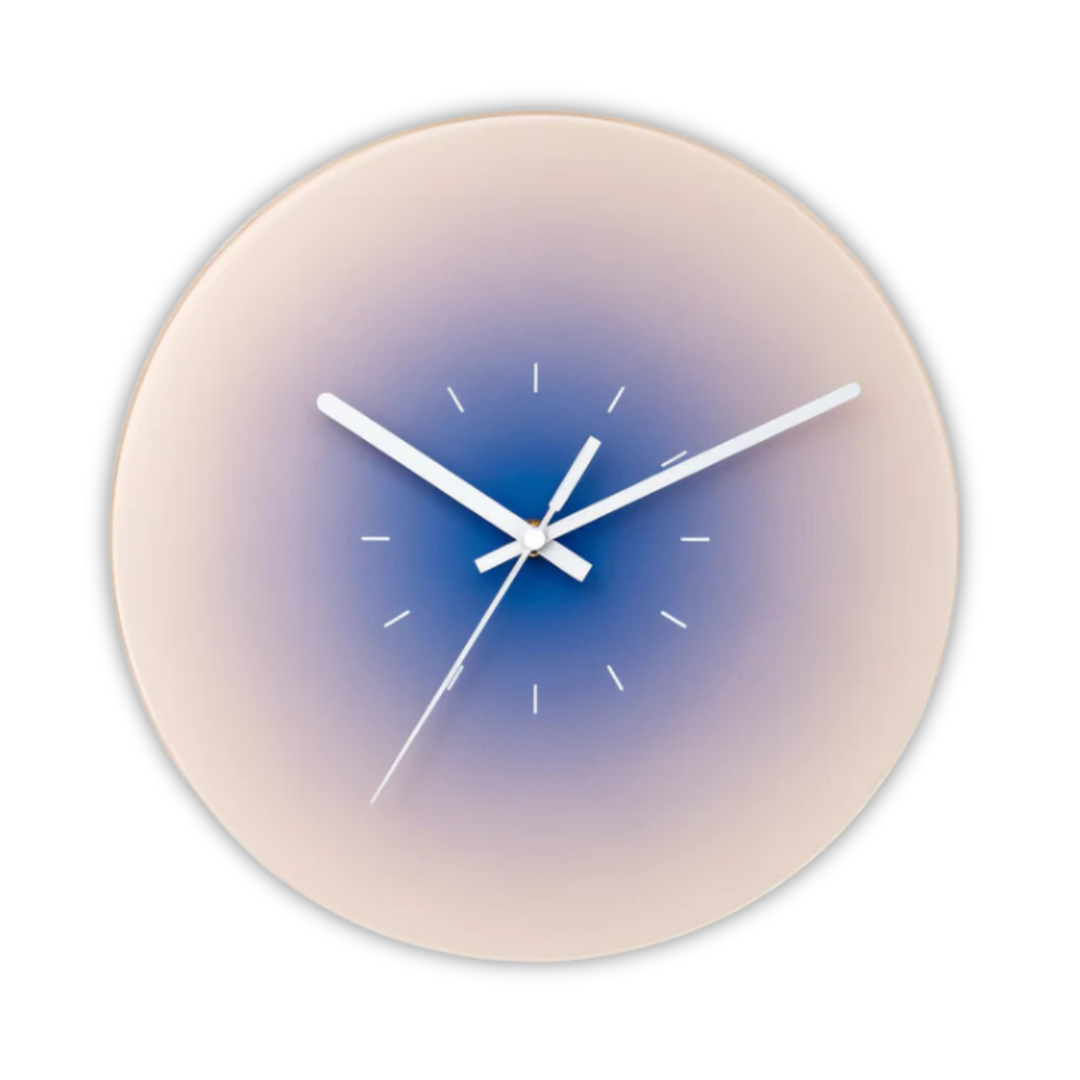 Élégant coucher de soleil - Horloge murale en verre pour une atmosphère chaleureuse