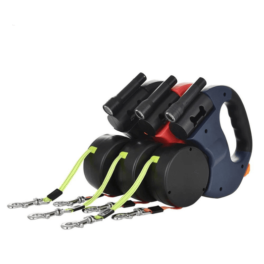 Laisse double pour chien avec lumière LED - Forte jusqu'à 30kg pour des sorties sûres et élégantes