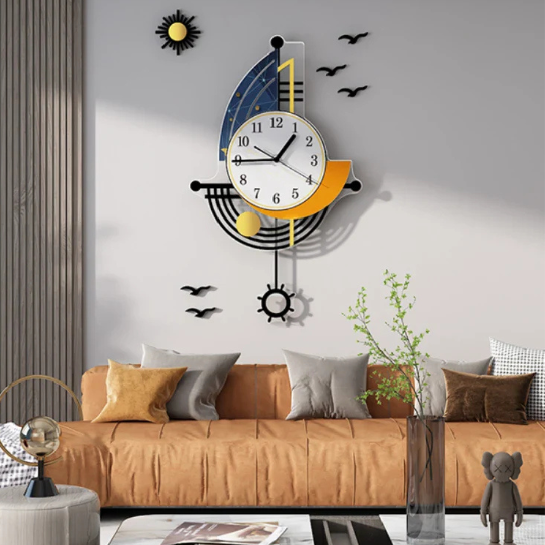 Clova - Grande horloge murale bateau à voile pour une touche nautique dans la maison