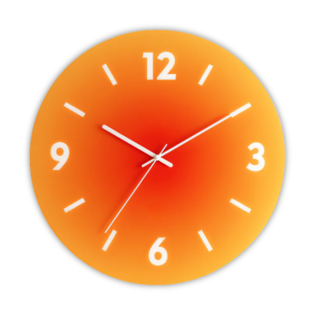 Élégant coucher de soleil - Horloge murale en verre pour une atmosphère chaleureuse