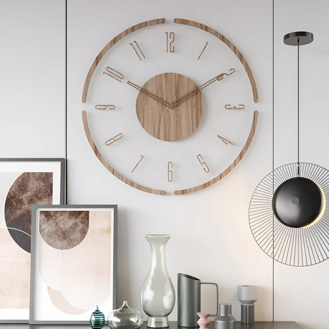 Nock - Horloge murale moderne élégante de 30 cm en acrylique et bois pour un salon élégant