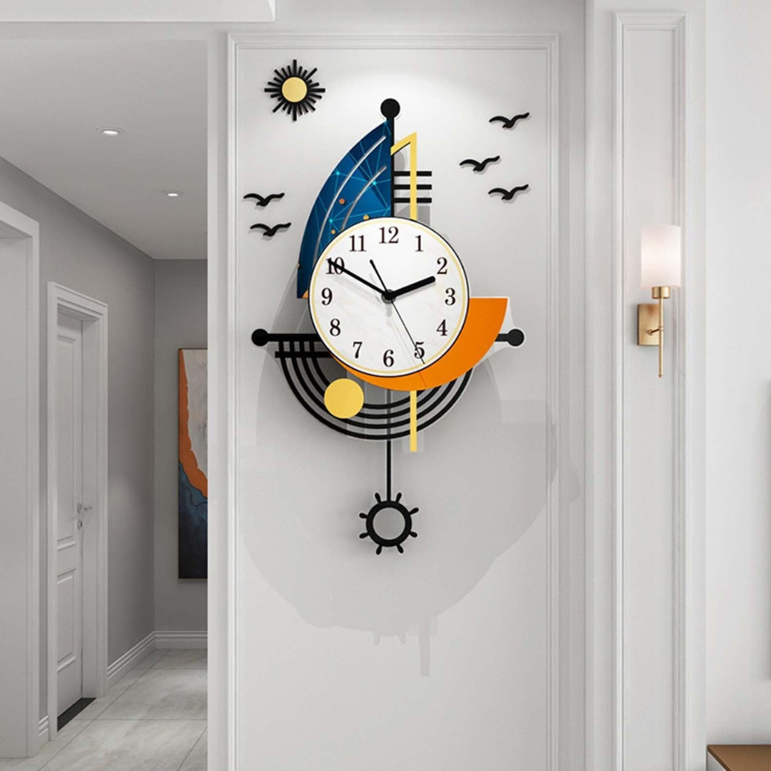 Clova - Grande horloge murale bateau à voile pour une touche nautique dans la maison