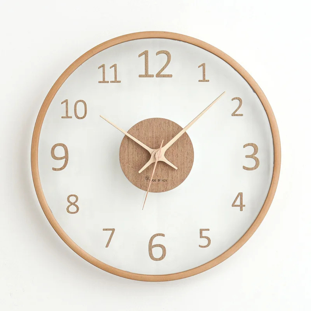 Metron - Horloge murale en bois élégante avec finition en verre chic
