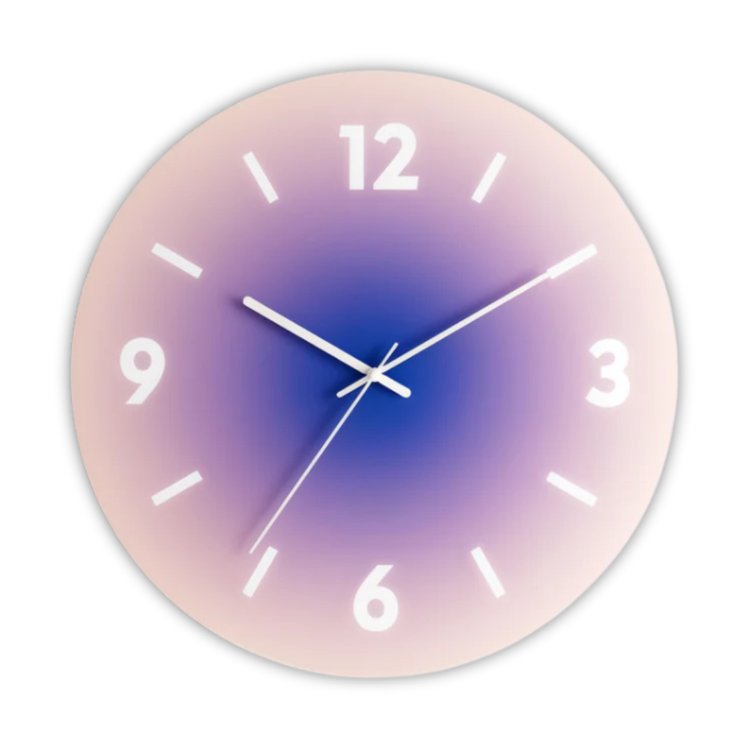 Élégant coucher de soleil - Horloge murale en verre pour une atmosphère chaleureuse