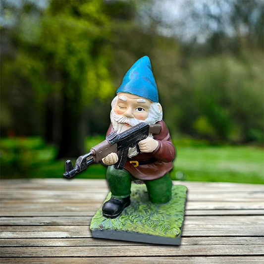 Drelix - Gnome de jardin militaire durable pour jeu et décoration