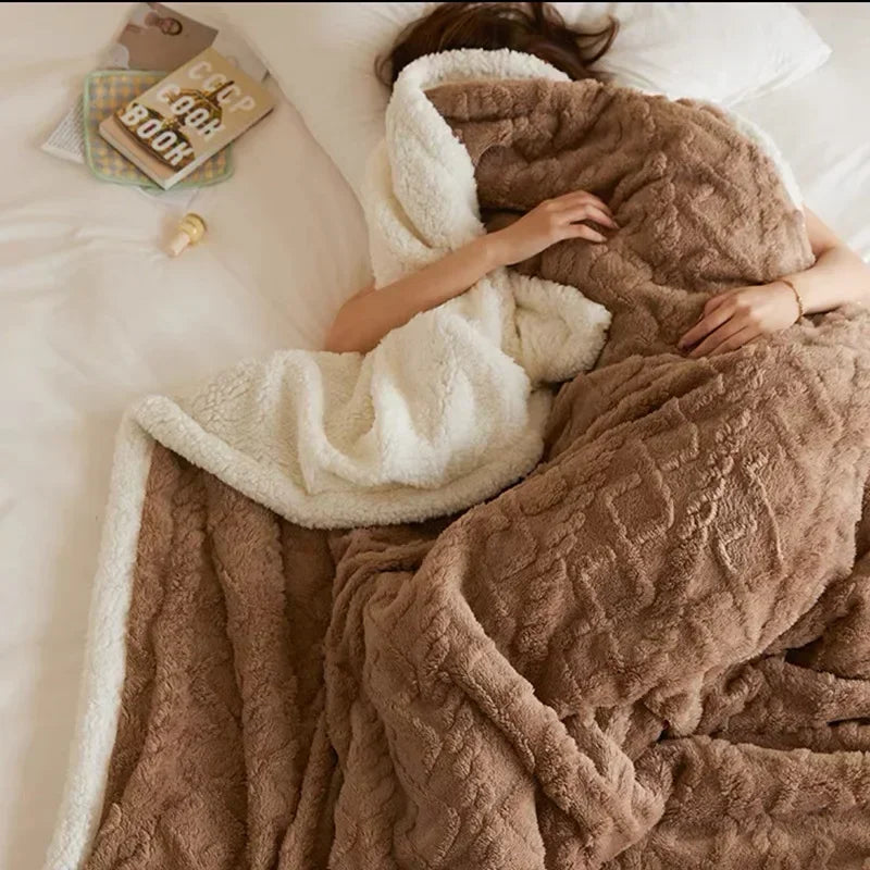 Couverture d'hiver luxueuse à double couche en laine et polaire pour un confort ultime et une chaleur élégante