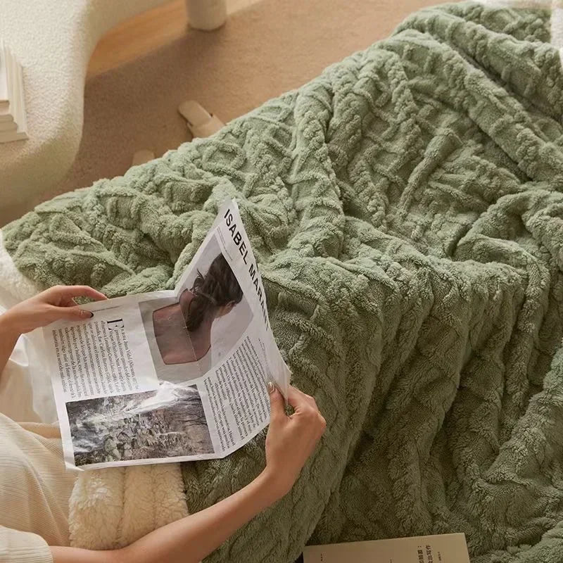 Couverture d'hiver luxueuse à double couche en laine et polaire pour un confort ultime et une chaleur élégante