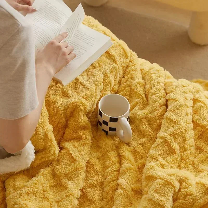 Couverture d'hiver luxueuse à double couche en laine et polaire pour un confort ultime et une chaleur élégante