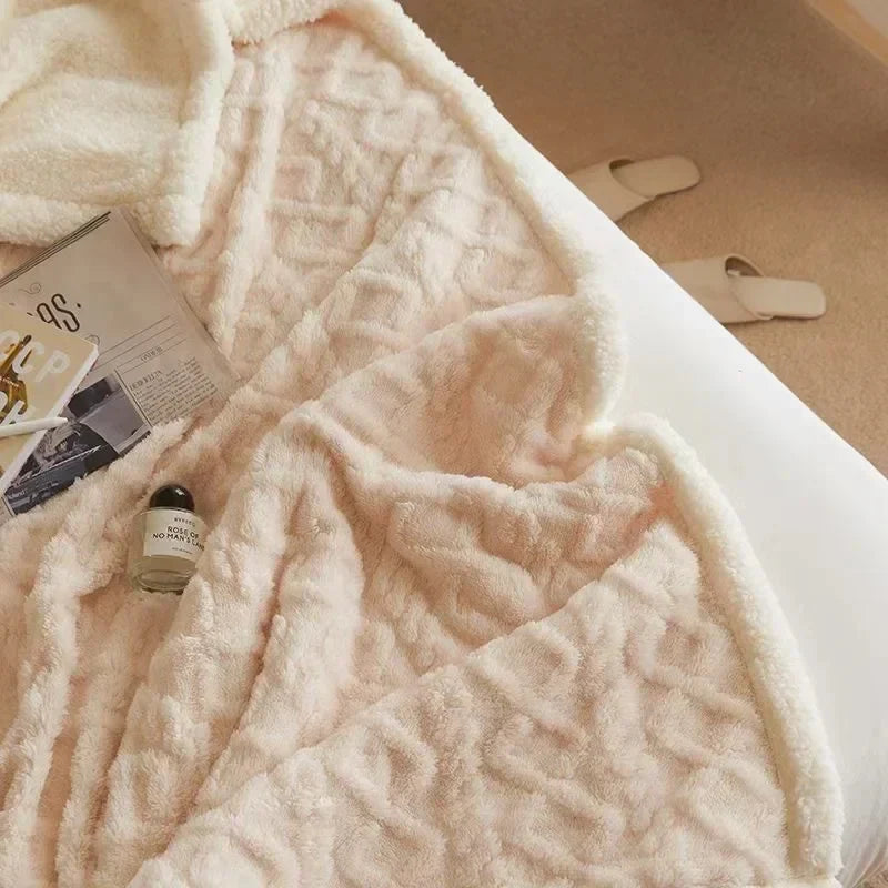 Couverture d'hiver luxueuse à double couche en laine et polaire pour un confort ultime et une chaleur élégante