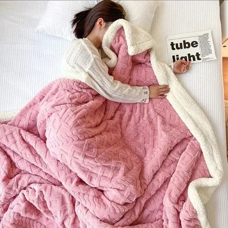 Couverture d'hiver luxueuse à double couche en laine et polaire pour un confort ultime et une chaleur élégante