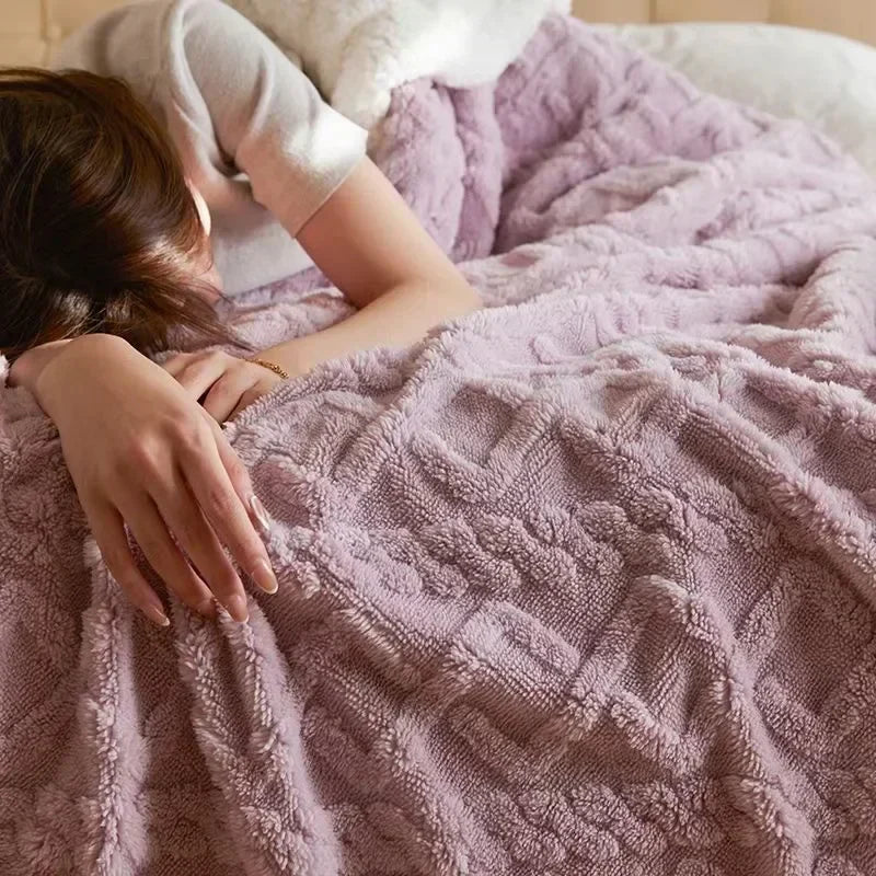 Couverture d'hiver luxueuse à double couche en laine et polaire pour un confort ultime et une chaleur élégante