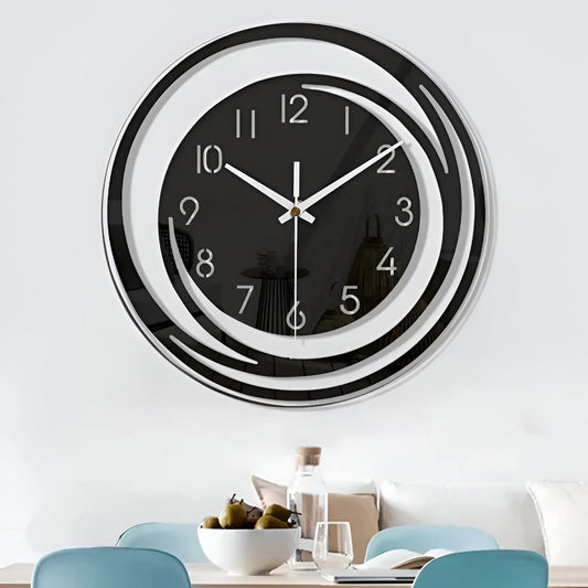 Sorana - Horloge murale noire en acrylique élégante au design scandinave, 30 cm