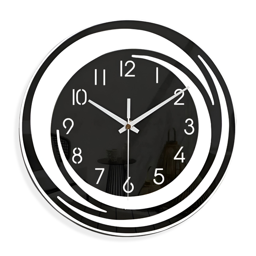 Sorana - Horloge murale noire en acrylique élégante au design scandinave, 30 cm