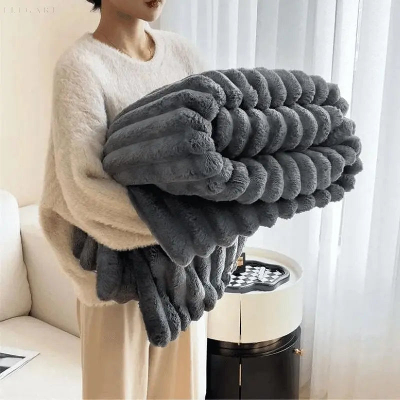 Couverture en polaire ultra douce Ultimate Comfort Luxe avec fausse peau de mouton de haute qualité pour des câlins chaleureux et une ambiance cosy