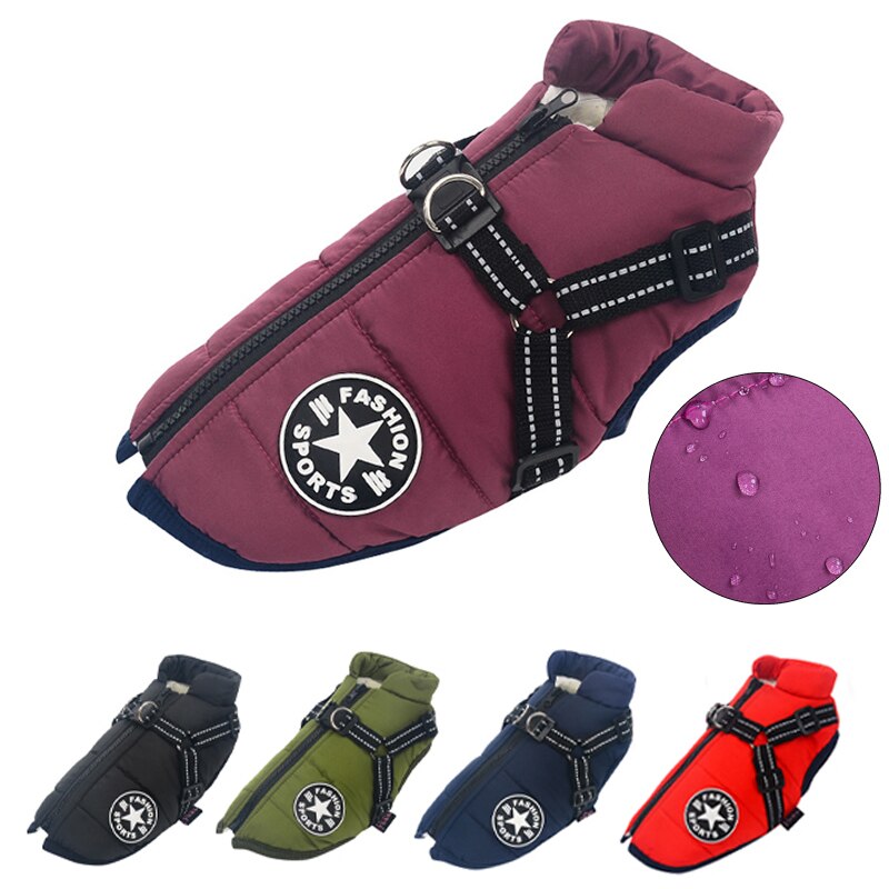 Manteau de chien de luxe imperméable avec isolation confortable pour une chaleur supplémentaire