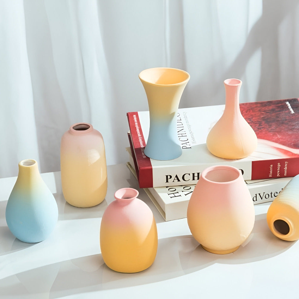 Isandria - Vase en céramique élégant aux couleurs macarons raffinées