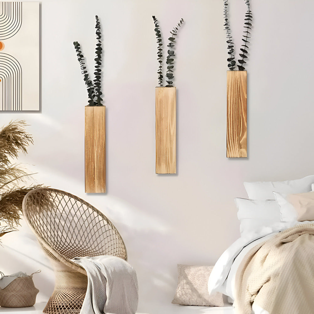 Nysaelle Vase Mural en Bois - Étagère Rectangulaire Élégante pour Plantes 30 cm pour Jardin ou Décoration Intérieure Stylée
