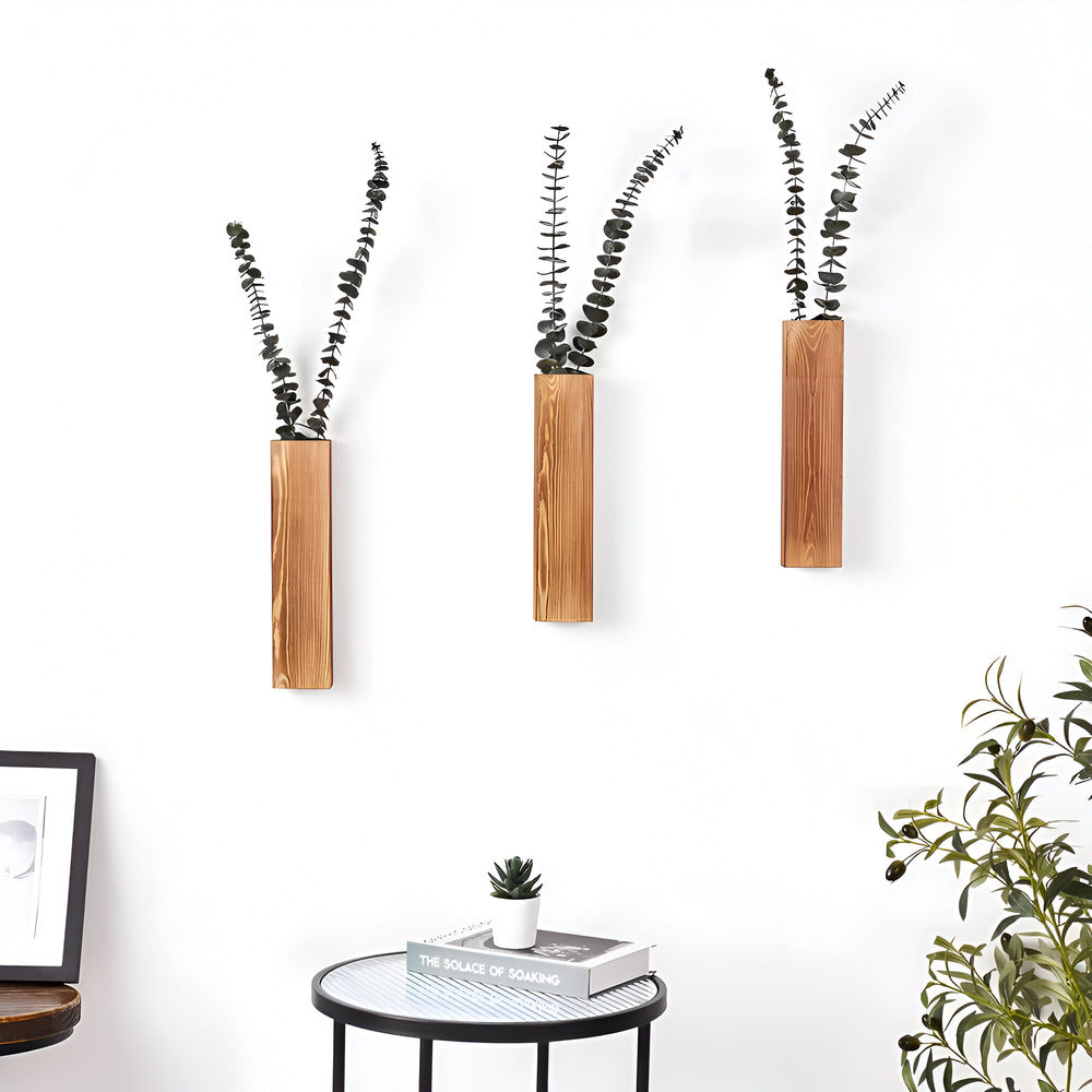 Nysaelle Vase Mural en Bois - Étagère Rectangulaire Élégante pour Plantes 30 cm pour Jardin ou Décoration Intérieure Stylée