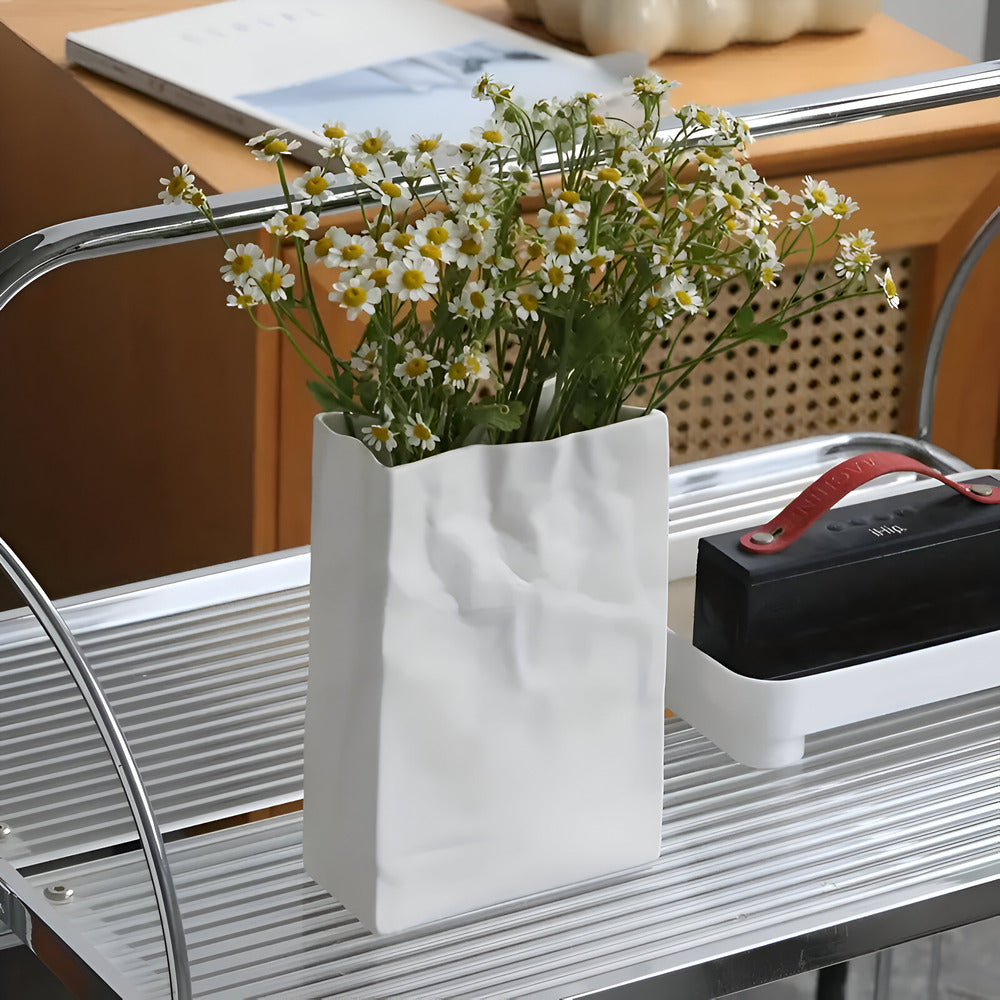Celorie - Vase en céramique moderne et élégant avec design de sac en papier