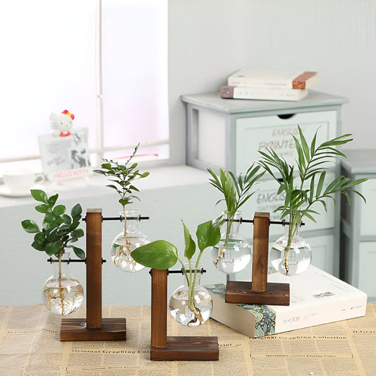 Valethra - Porte-plante hydroponique en bois rustique charmant pour une décoration naturelle
