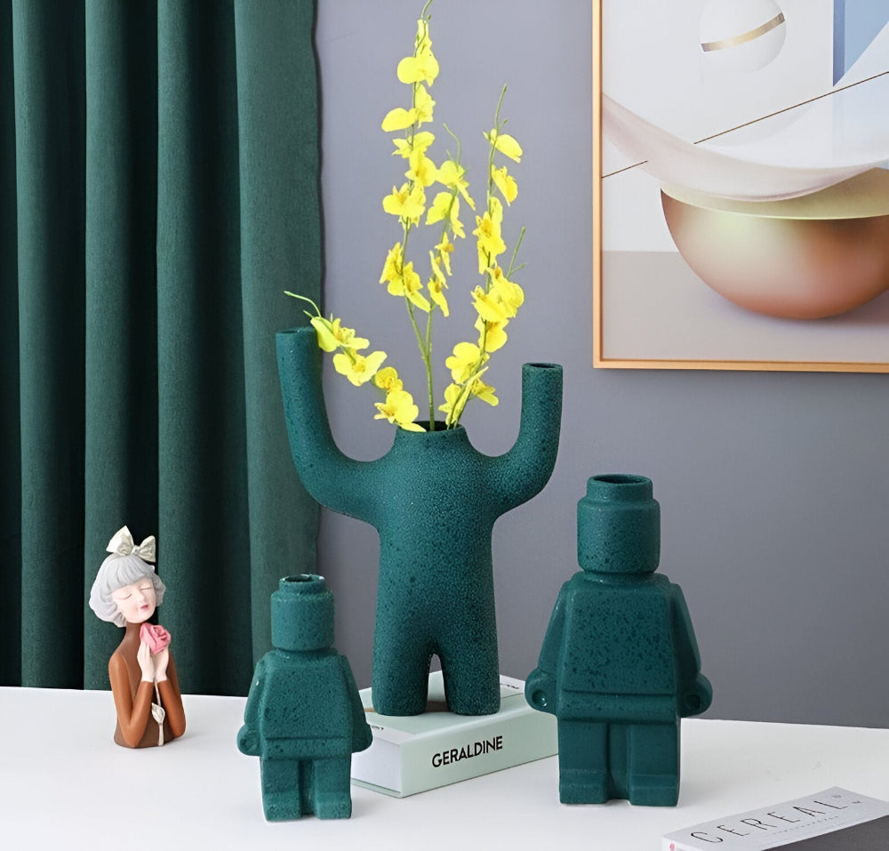 Larissa - Pot de plante tressé au design robot moderne pour une touche unique de jardin