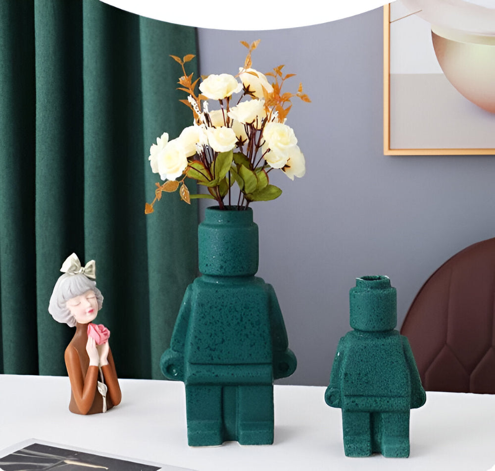 Larissa - Pot de plante tressé au design robot moderne pour une touche unique de jardin