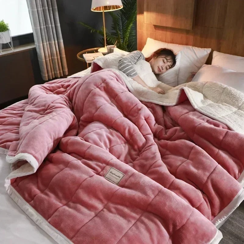 Couverture de luxe en polaire corail douce – Plaid chaud et confortable en flanelle pour l'automne et l'hiver