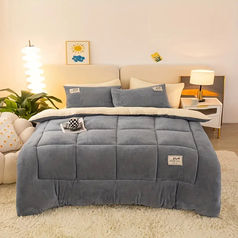 Couverture luxueuse en laine d'agneau - Super douce, régulatrice de température et lavable en machine pour un confort ultime