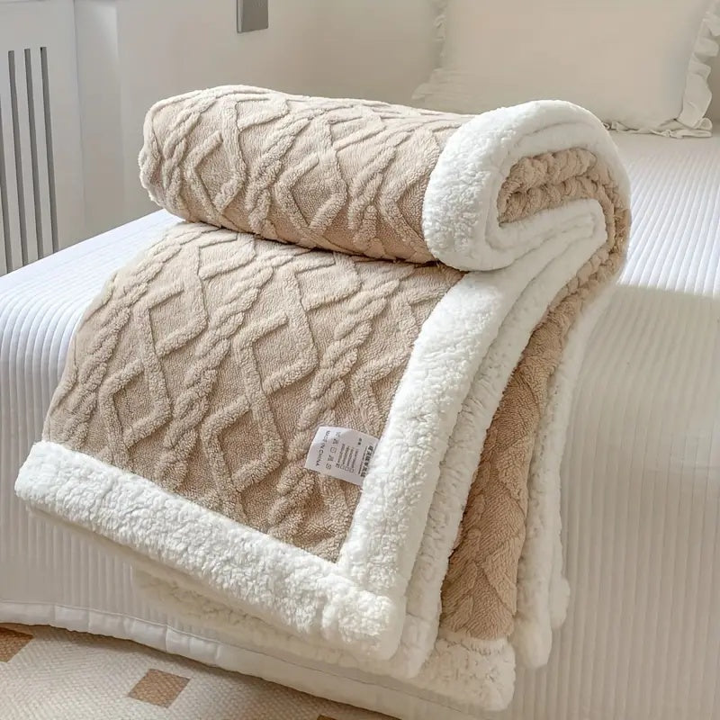 Couverture en polaire Sherpa douce - Couette réversible de luxe pour chaleur et confort à la maison et en plein air