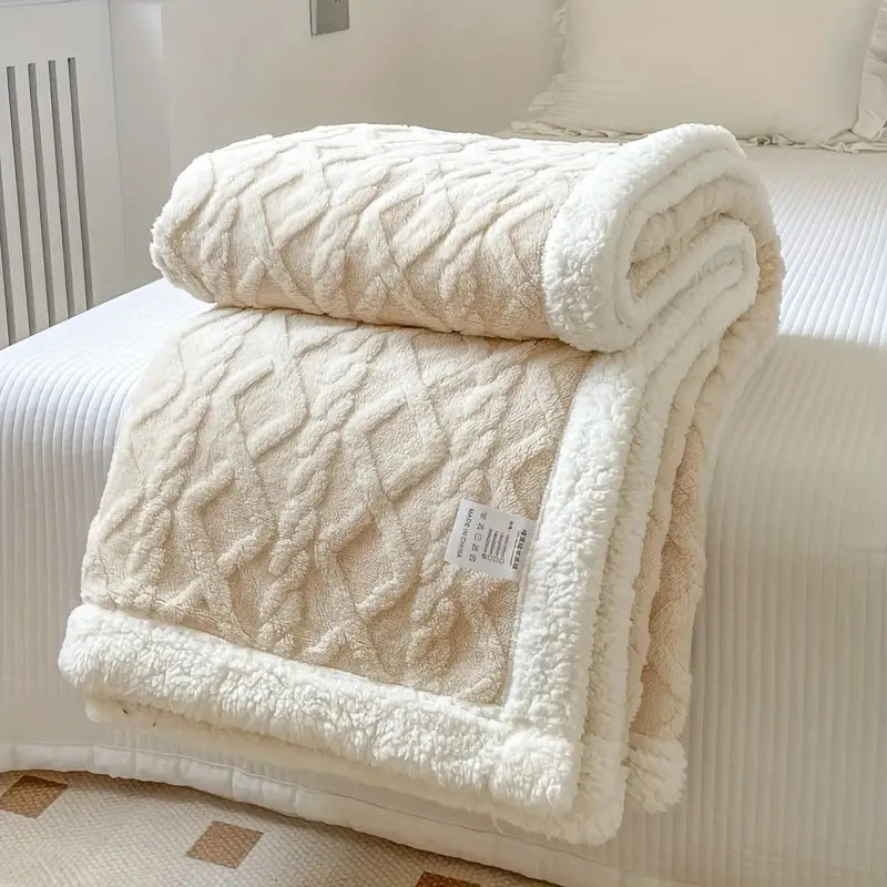 Couverture en polaire Sherpa douce - Couette réversible de luxe pour chaleur et confort à la maison et en plein air