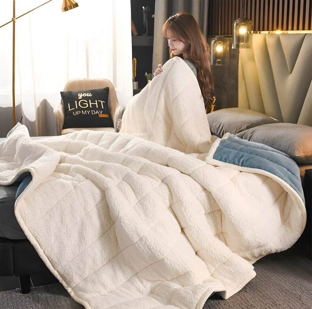 Couverture en polaire Sherpa douillette – jeté ultra doux, chaud et luxueux pour lit et canapé
