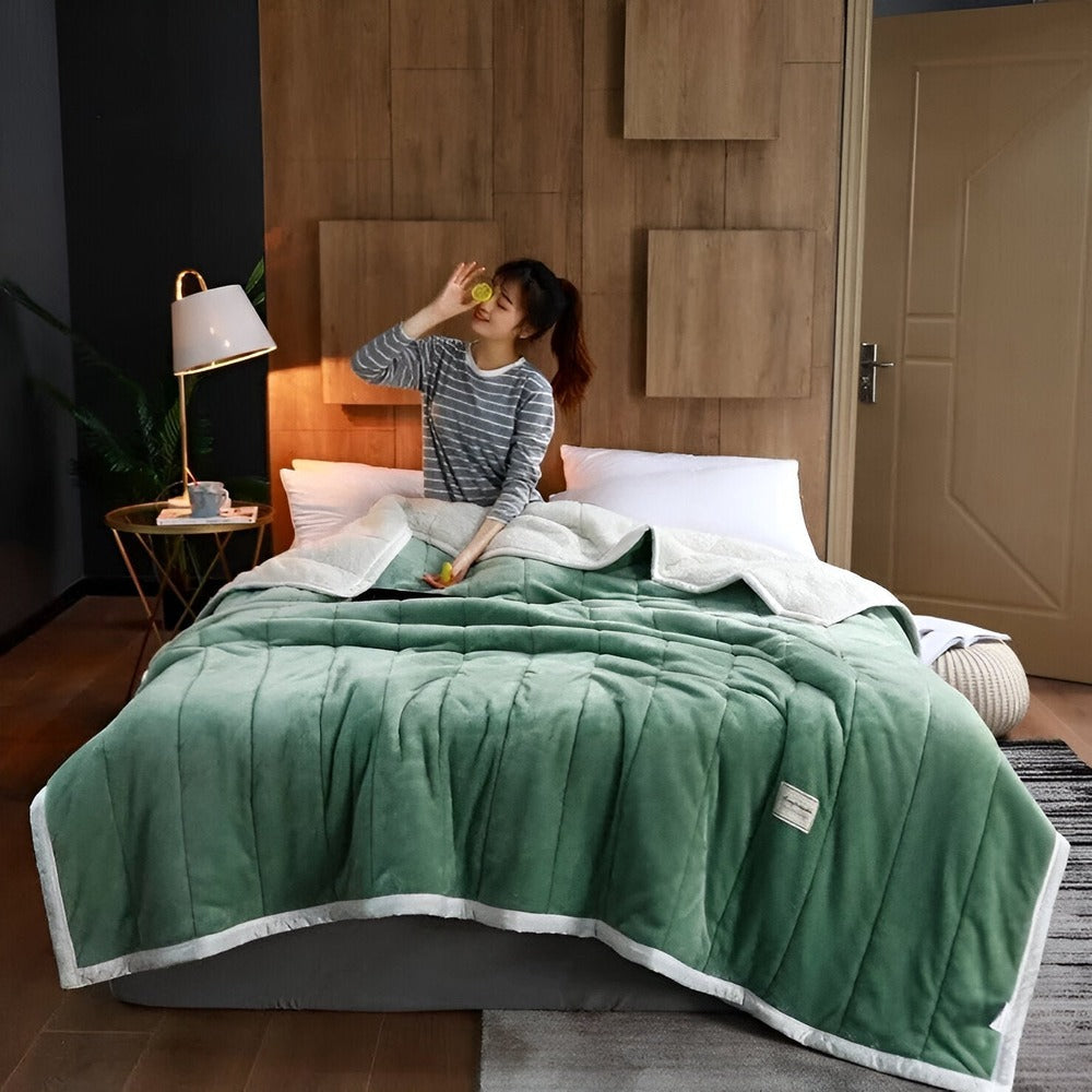 Couverture en polaire Sherpa douillette – jeté ultra doux, chaud et luxueux pour lit et canapé