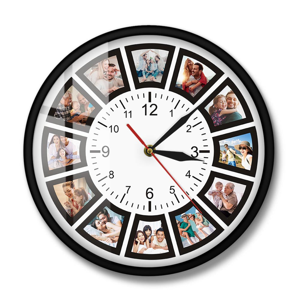 Camena - Horloge murale personnalisée unique avec photos pour une décoration intérieure chaleureuse