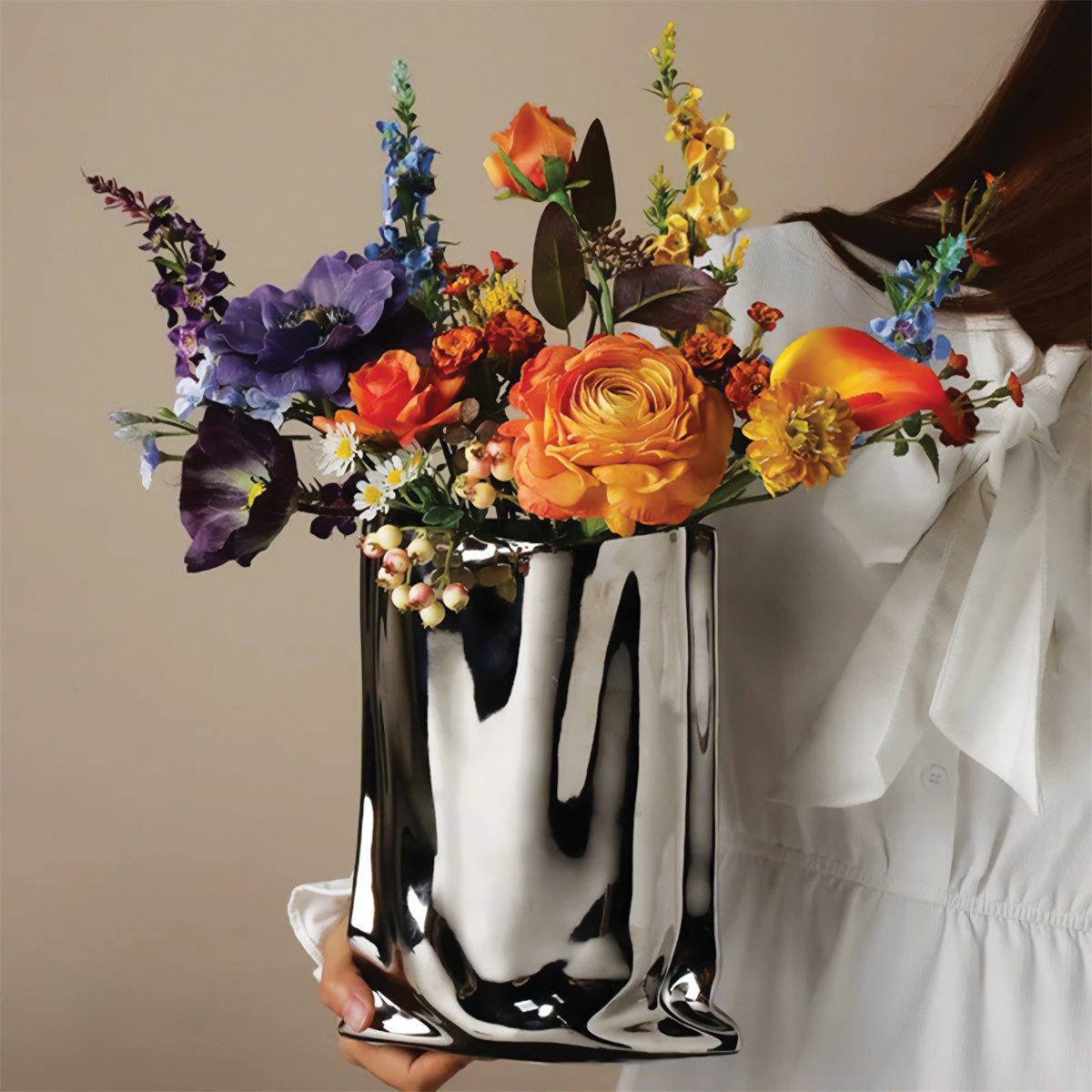 Vase à fleurs plissé élégant | Décoration contemporaine parfaite pour toutes vos pièces