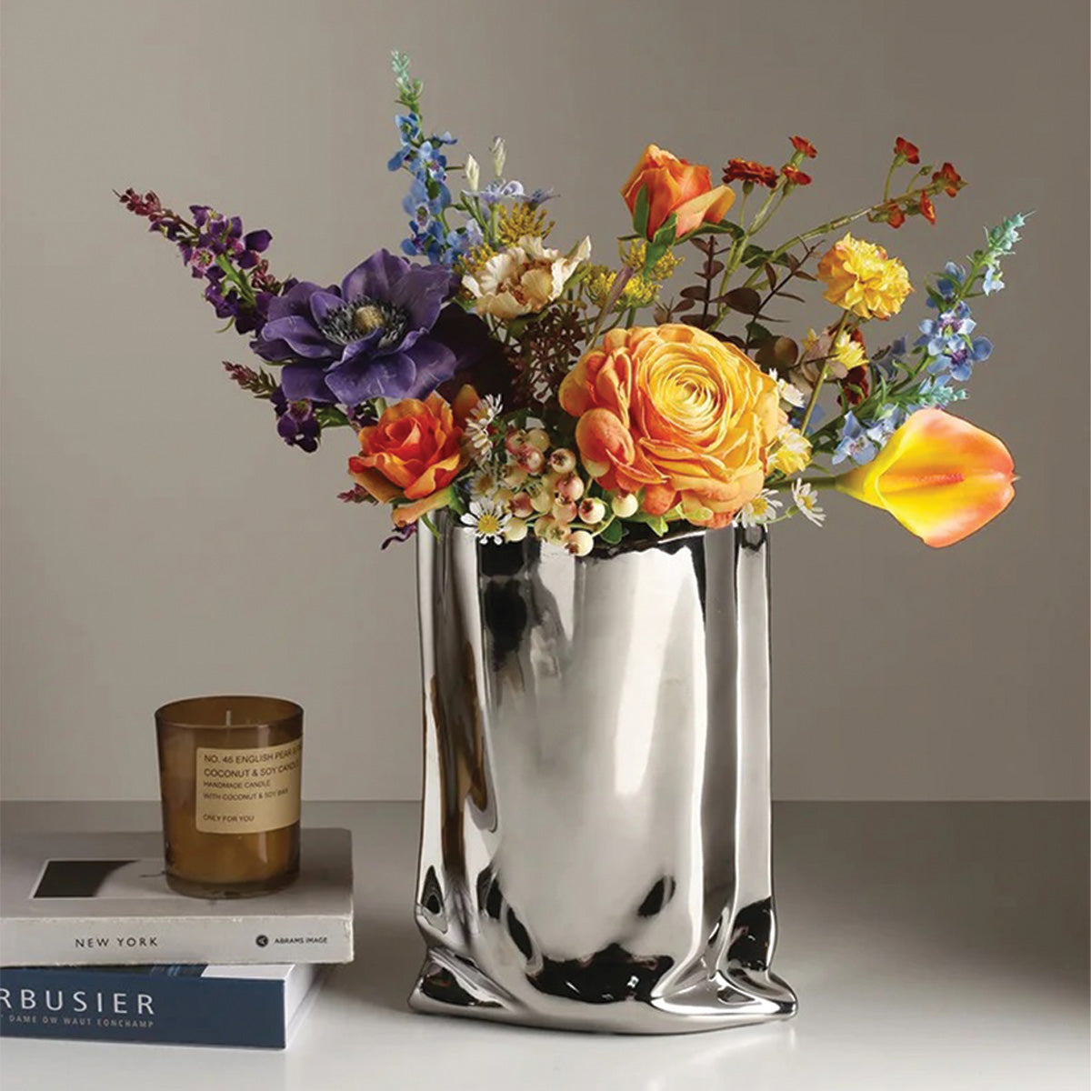 Vase à fleurs plissé élégant | Décoration contemporaine parfaite pour toutes vos pièces