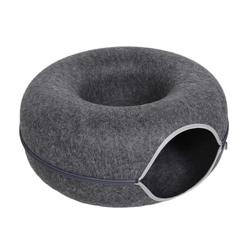 Lit de luxe pour chat pour deux avec tunnel interactif pour un confort et un amusement supplémentaires