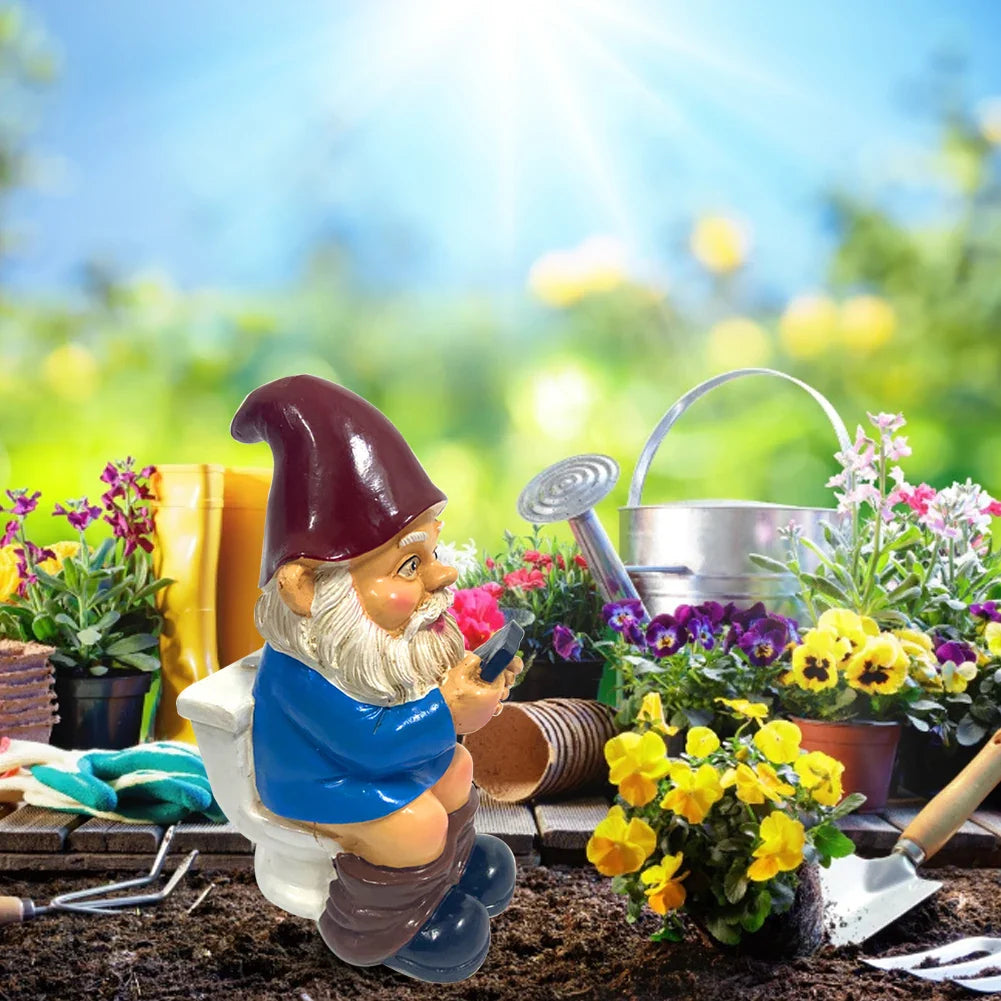 Sylpha - Figurine de nain de jardin miniature mignonne en résine pour une décoration de jardin amusante et humoristique