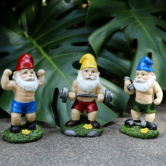 Charmante sculpture de gnome en bois avec poids pour une jolie décoration de jardin