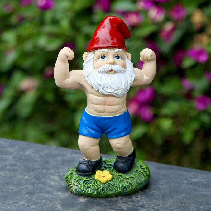 Charmante sculpture de gnome en bois avec poids pour une jolie décoration de jardin