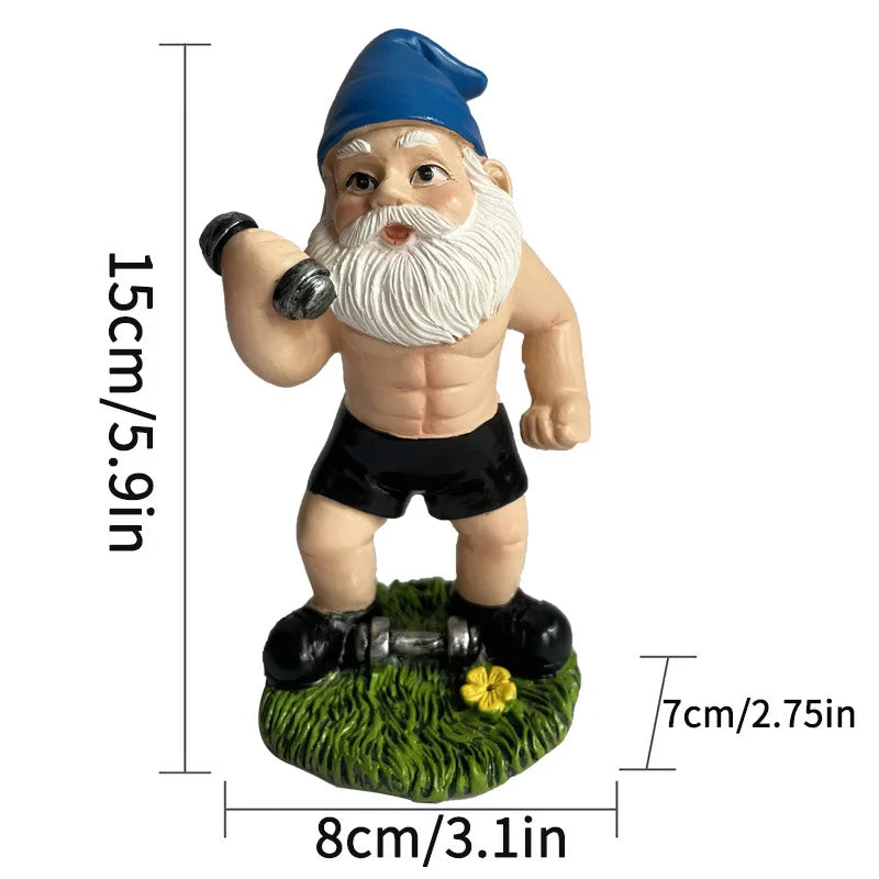 Charmante sculpture de gnome en bois avec poids pour une jolie décoration de jardin