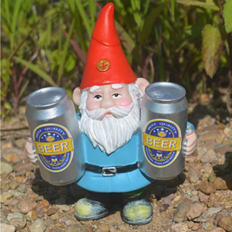 Clytie - Figurine humoristique de gnome ivre avec bière pour décoration de jardin et maison