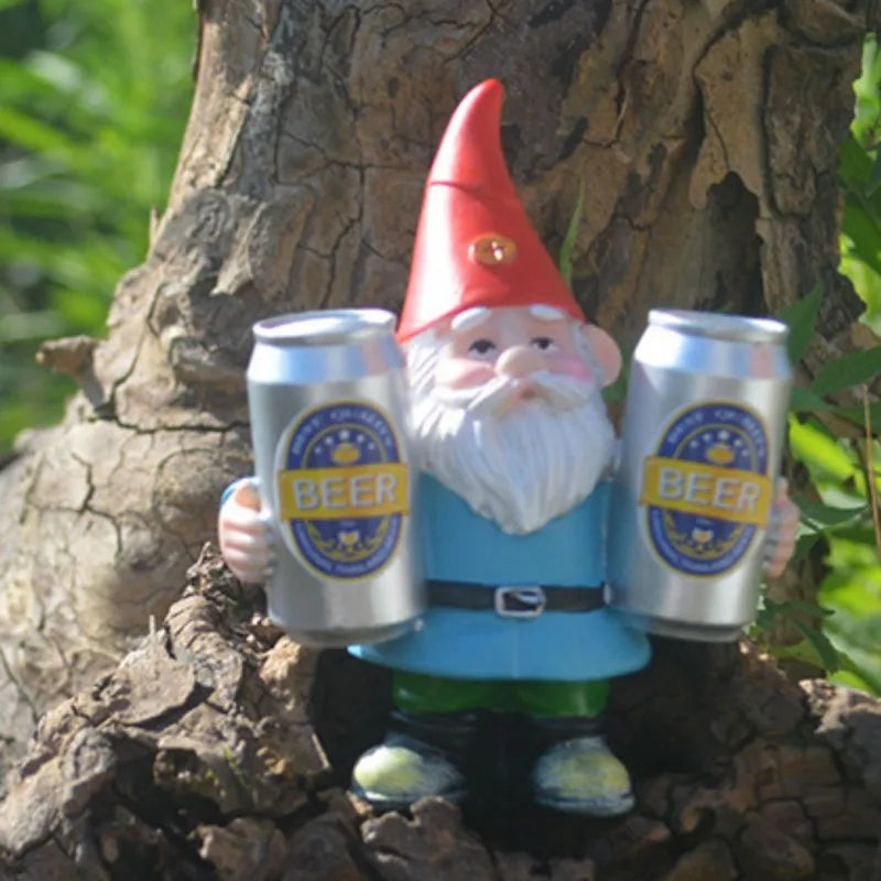 Clytie - Figurine humoristique de gnome ivre avec bière pour décoration de jardin et maison