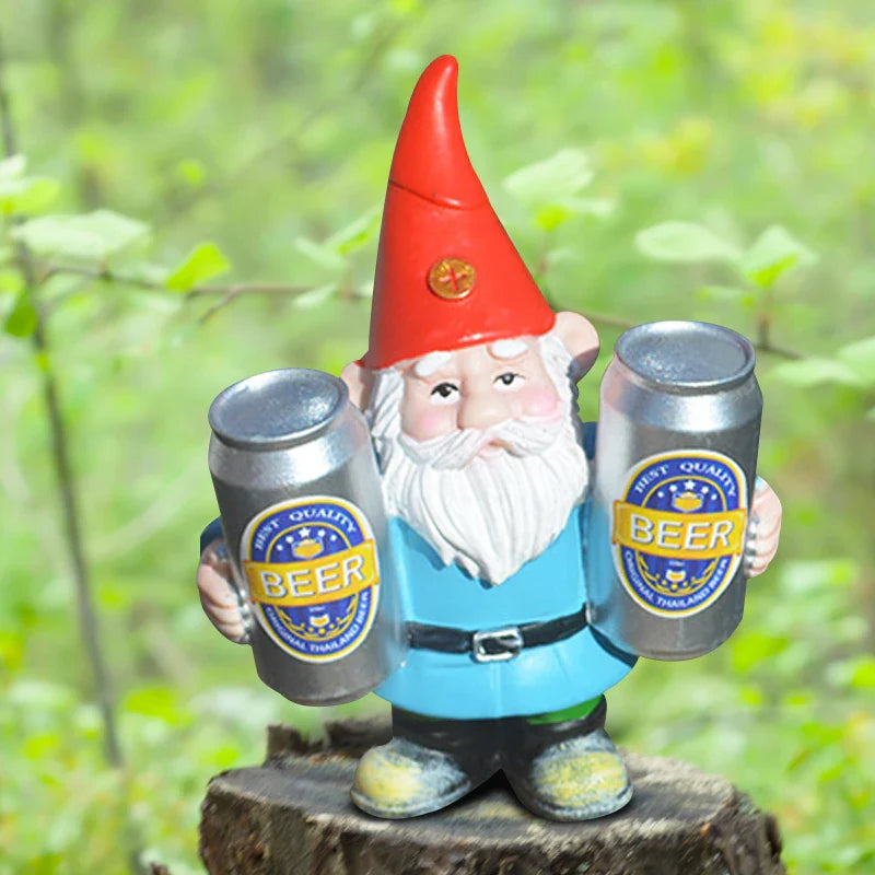 Clytie - Figurine humoristique de gnome ivre avec bière pour décoration de jardin et maison