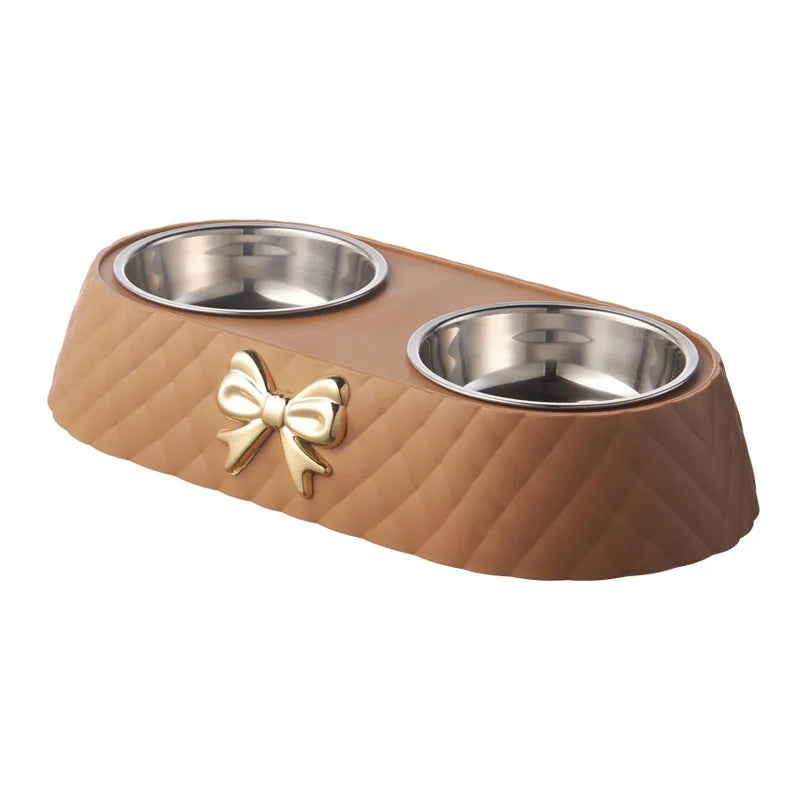 Ensemble de bols en acier inoxydable de luxe pour nourriture et eau pour un soin élégant des animaux de compagnie