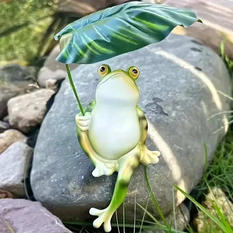 Prisca - Figurine de grenouille enchantée sur feuille de lotus pour aquarium, décoration de jardin et ornements de balcon