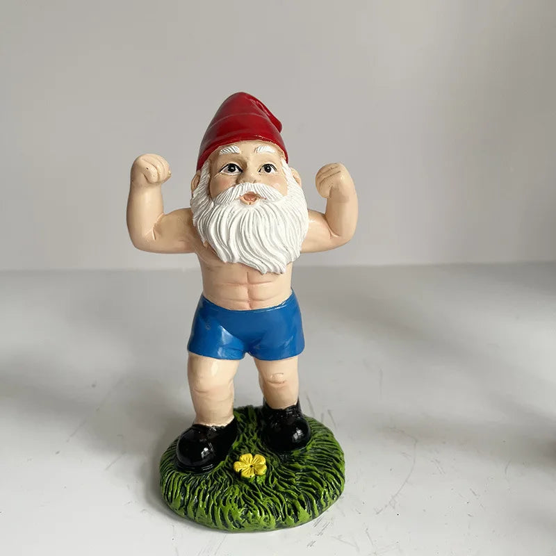 Charmante sculpture de gnome en bois avec poids pour une jolie décoration de jardin