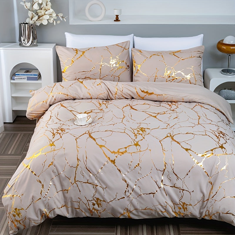 Housse de couette design marbre de luxe pour une chambre élégante et confortable